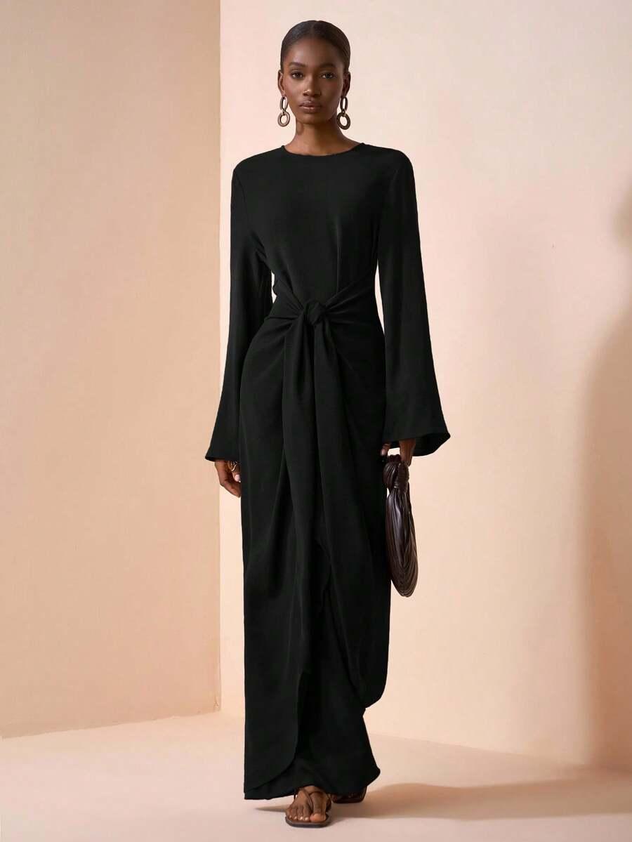 SHEIN CZARNA MAXI SUKIENKA S06__L
