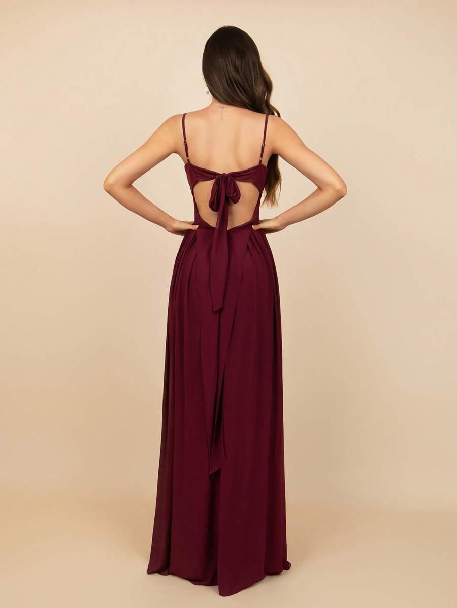 SHEIN BORDOWA MAXI SUKIENKA ROZCIĘCIE S06__S