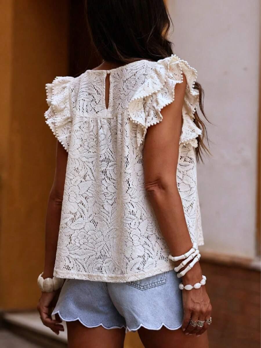 SHEIN BIAŁA BLUZKA KORONKA S06__L