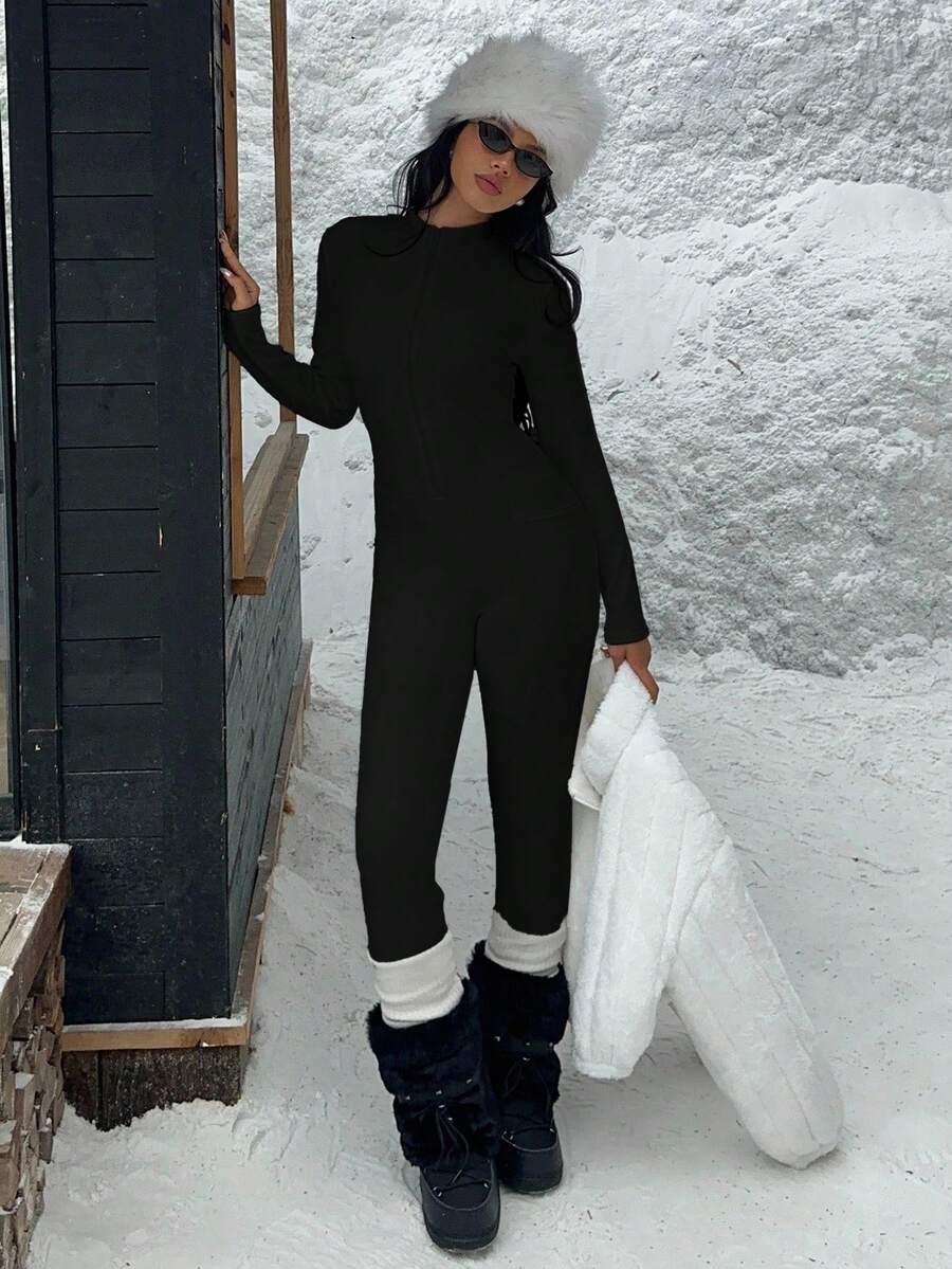 SHEIN CZARNY KOMBINEZON ZAMEK W01__S