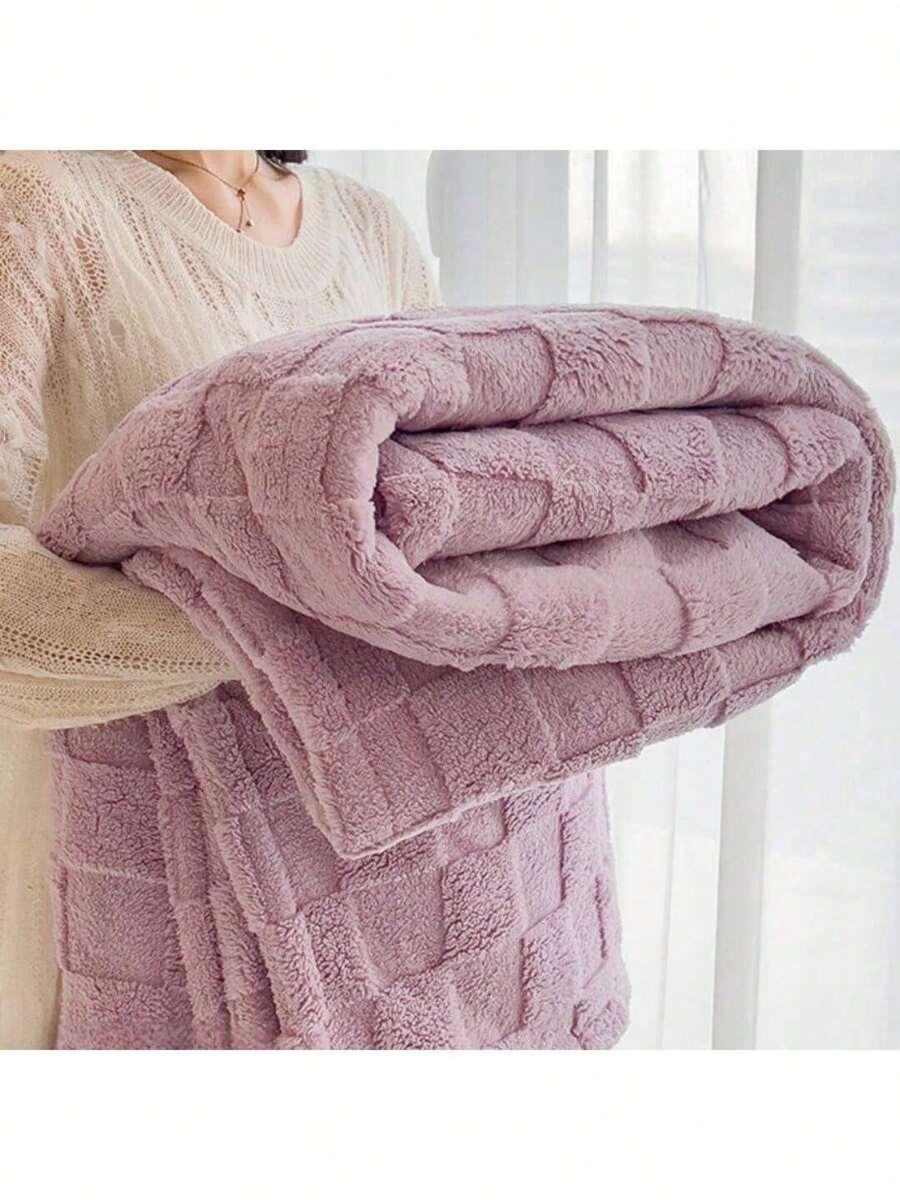 SHEIN RÓŻOWY KOC WZÓR S07__100X140