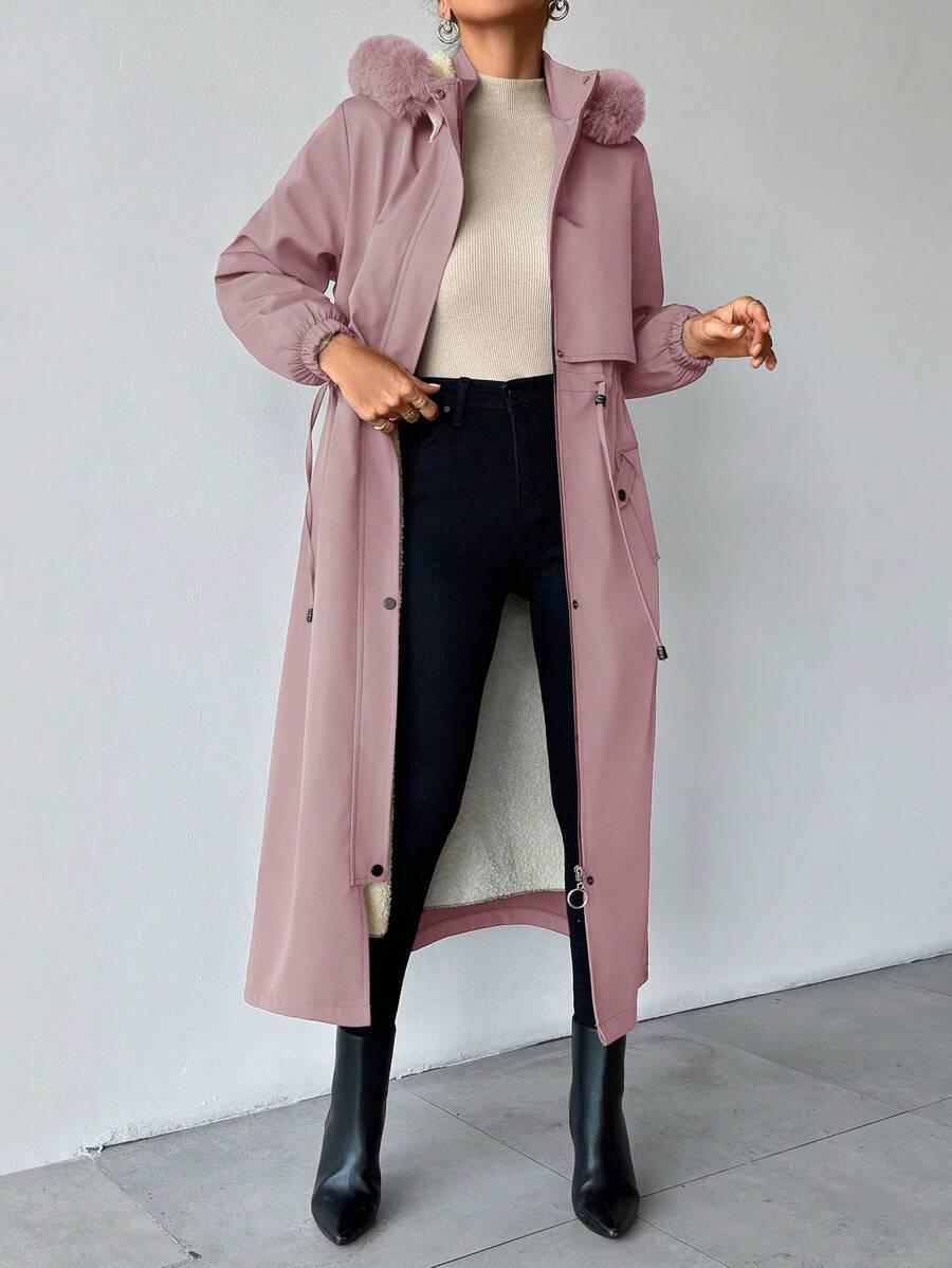 SHEIN RÓŻOWA KURTKA PARKA Z KAPTUREM W01__M