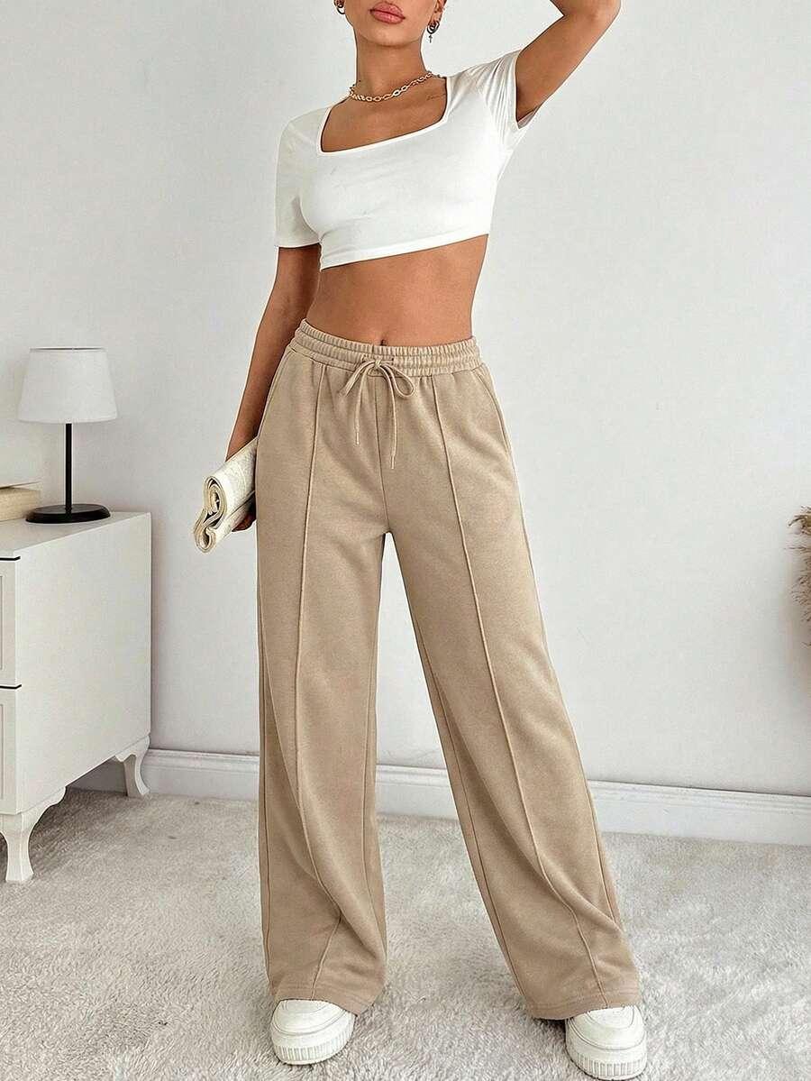 SHEIN BEŻOWE SPODNIE DRESOWE S06__L