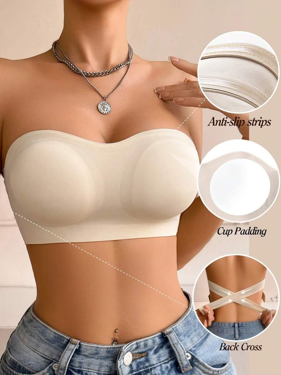 SHEIN BEŻOWY BEZSZWOWY BIUSTONOSZ S09__L