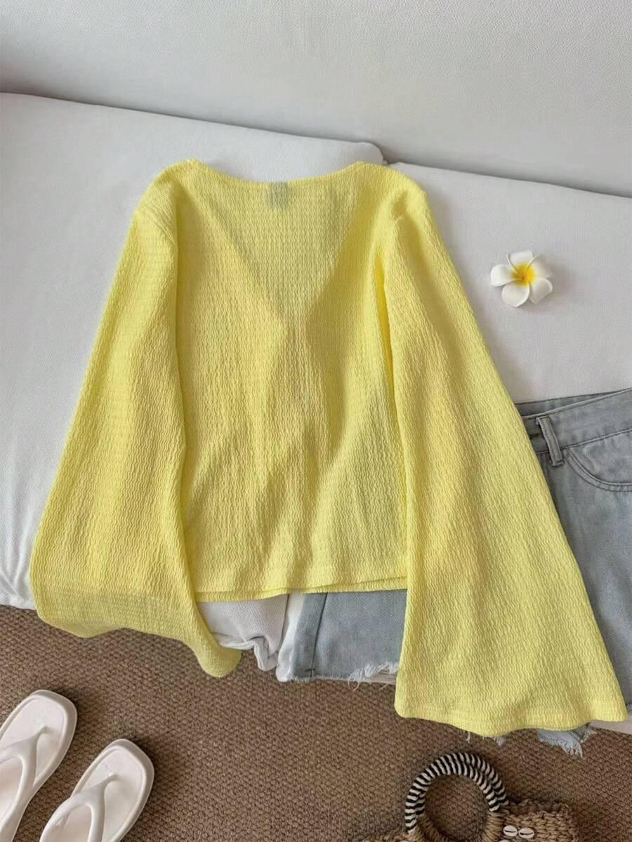 SHEIN ŻÓŁTA BLUZKA WIĄZANIE S06__S