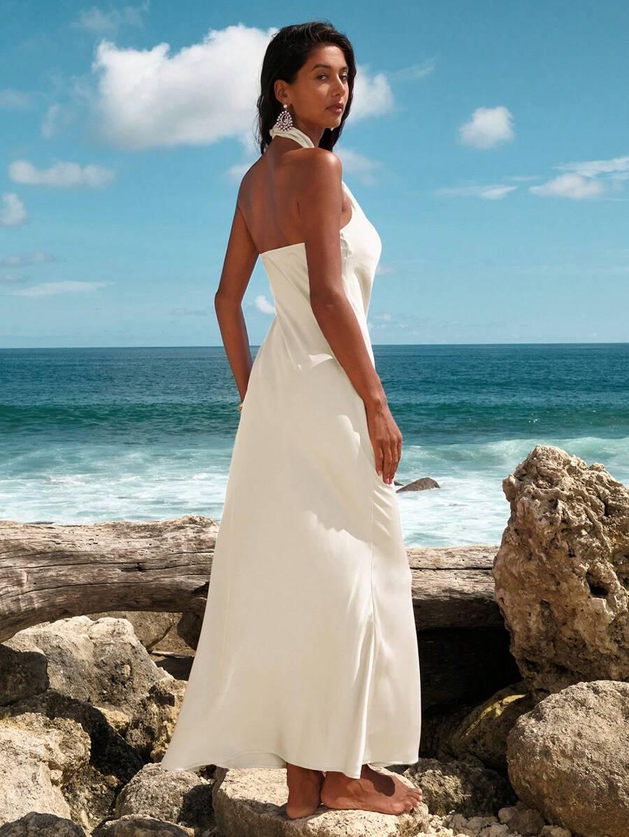 SHEIN KREMOWA MAXI SUKIENKA S06__M