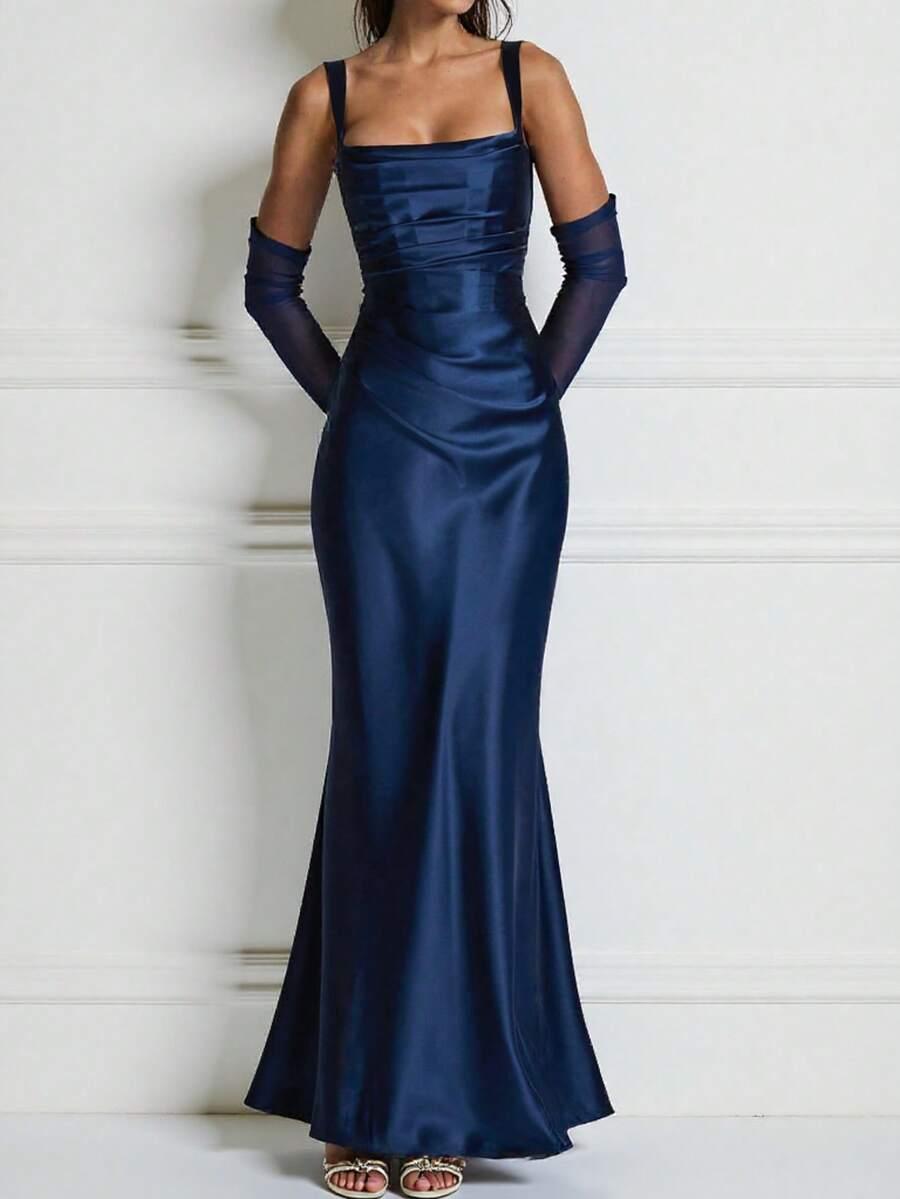 SHEIN GRANATOWA MAXI SUKIENKA S06__S