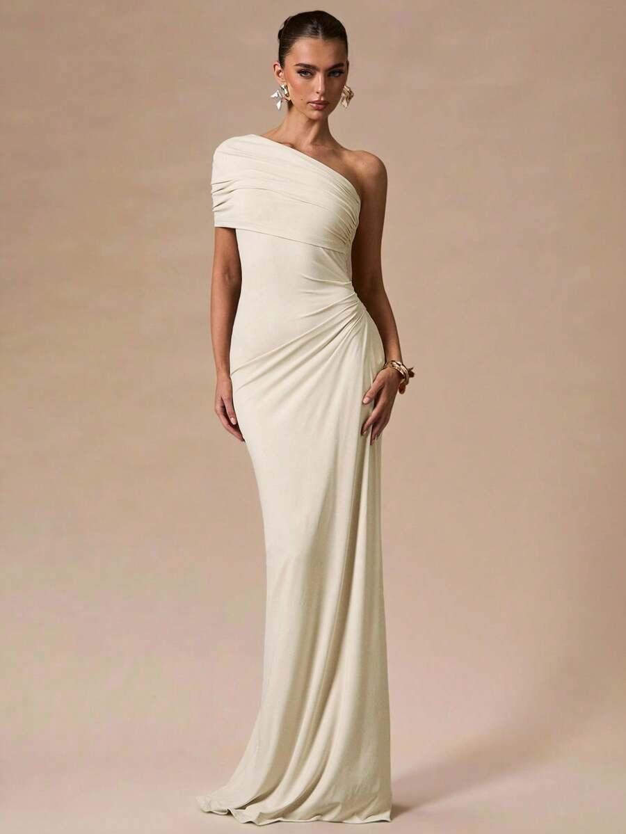 SHEIN BEŻOWA MAXI SUKIENKA S06__XS