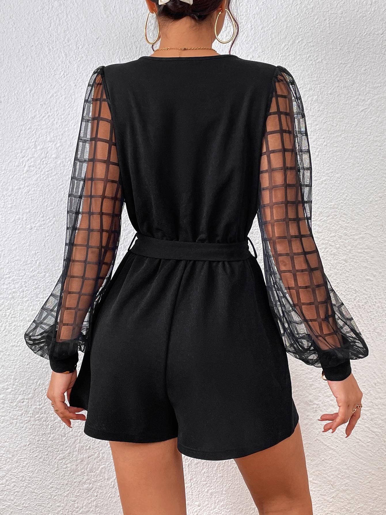 SHEIN CZARNY KOMBINEZON DŁUGI RĘKAW S06__XL