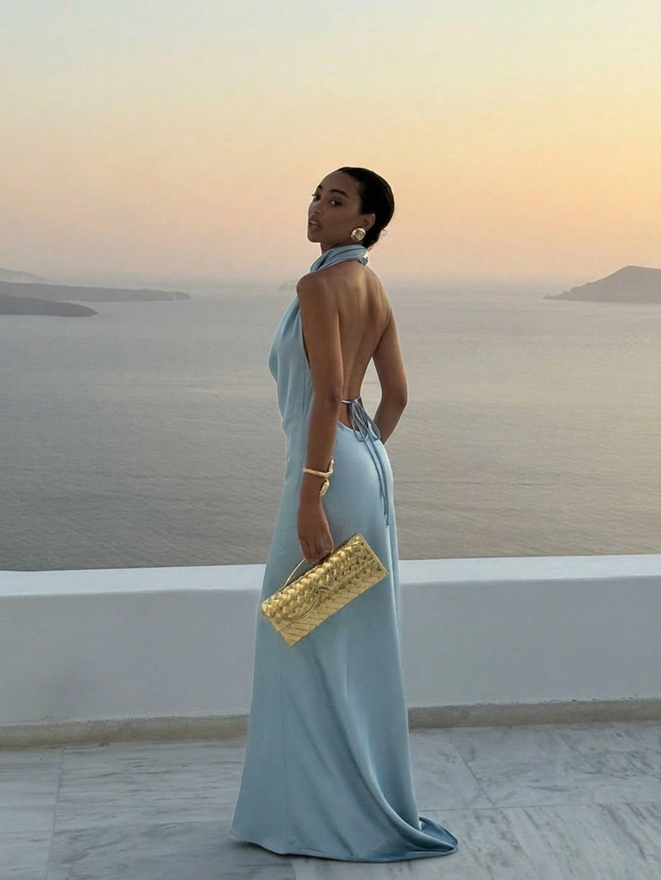 SHEIN NIEBIESKA MAXI SUKIENKA S06__XS