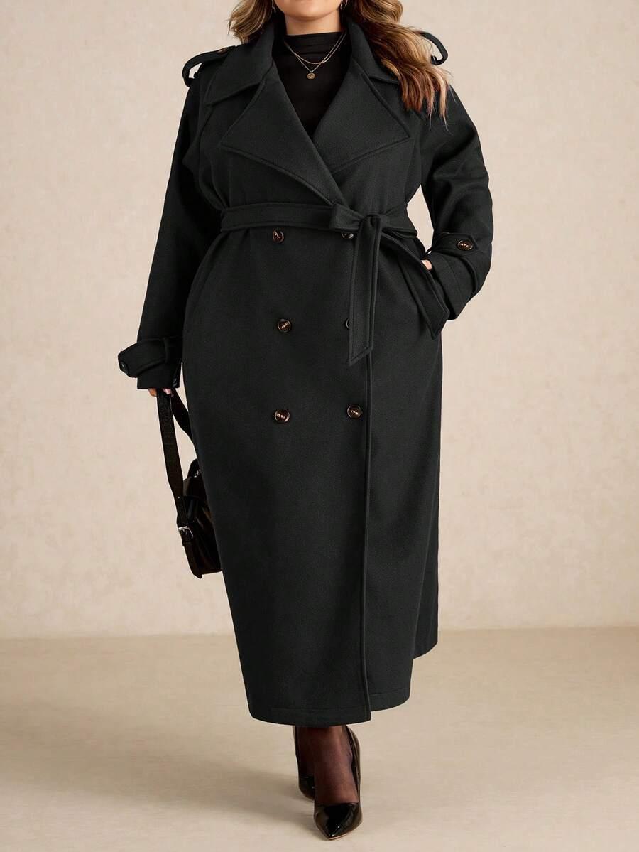 SHEIN CZARNY KLASYCZNY PŁASZCZ W01__54