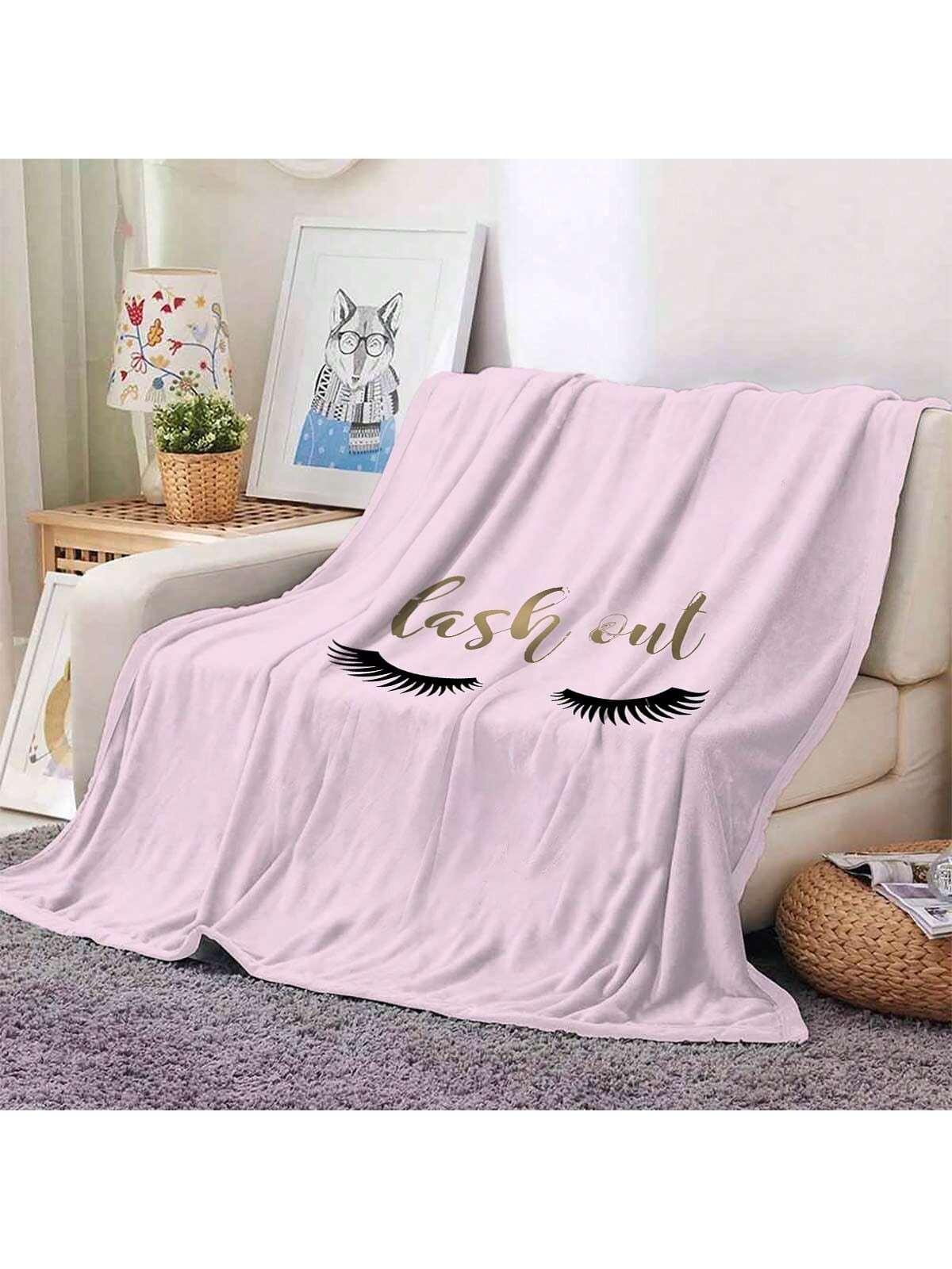 SHEIN RÓŻOWY KOC NADRUK S07__100X150CM