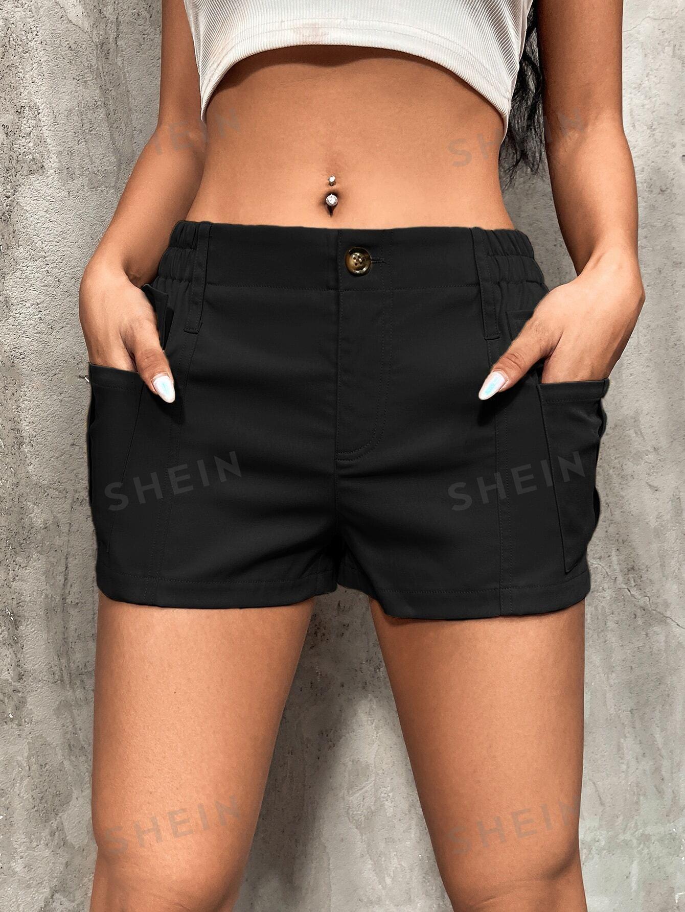 SHEIN CZARNE KRÓTKIE SPODENKI KIESZENIE S09__M
