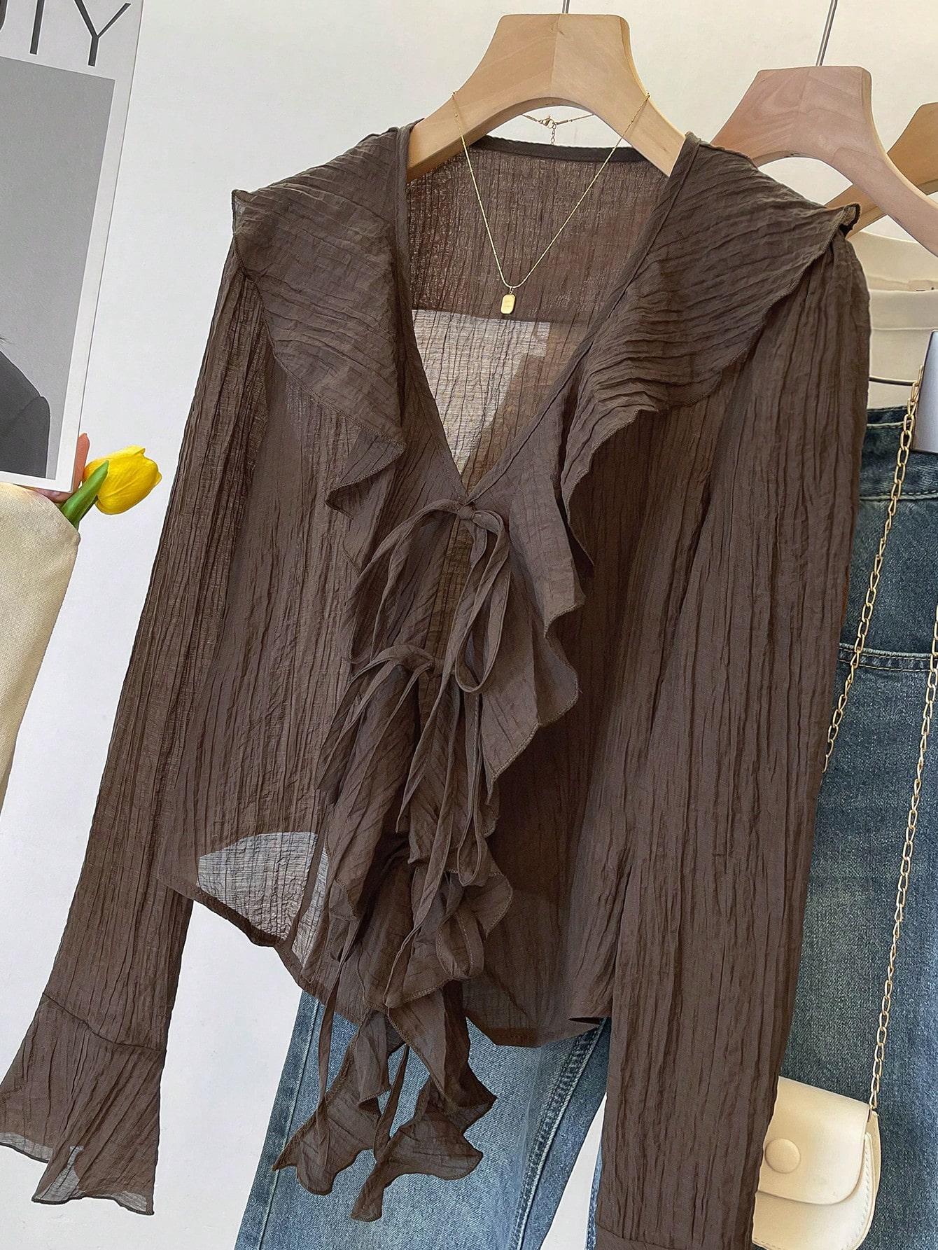 SHEIN BRĄZOWA BLUZKA Z DŁUGIM RĘKAWEM S06__XXL