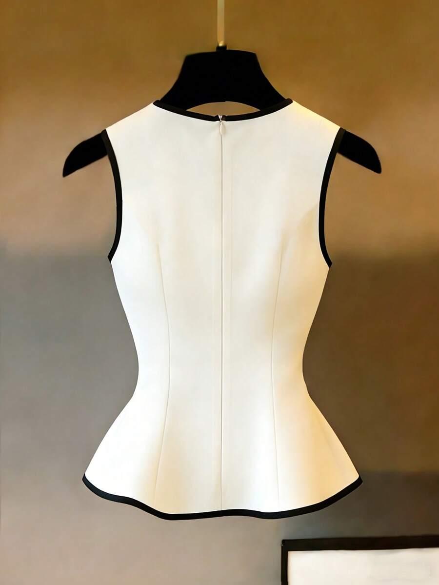 SHEIN TOP BEZ RĘKAWÓW KONTRAST S06__S