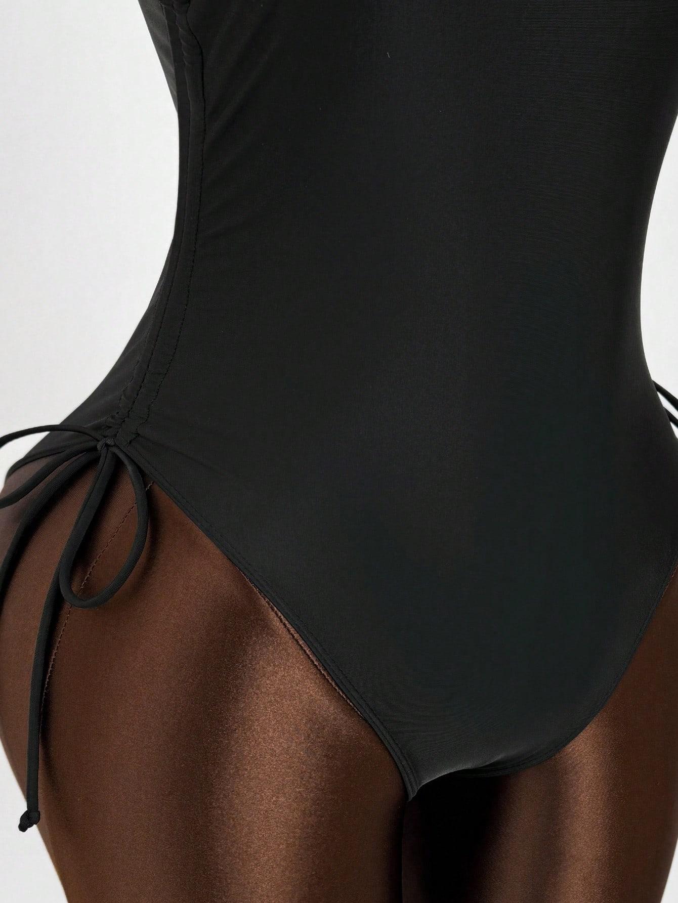 SHEIN CZARNY JEDNOCZĘŚCIOWY STRÓJ KĄPIELOWY S09__XS