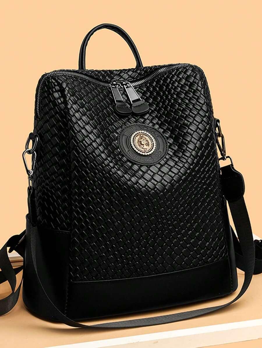 SHEIN CZARNY PLECAK TEKSTURA S07__32X14X34CM