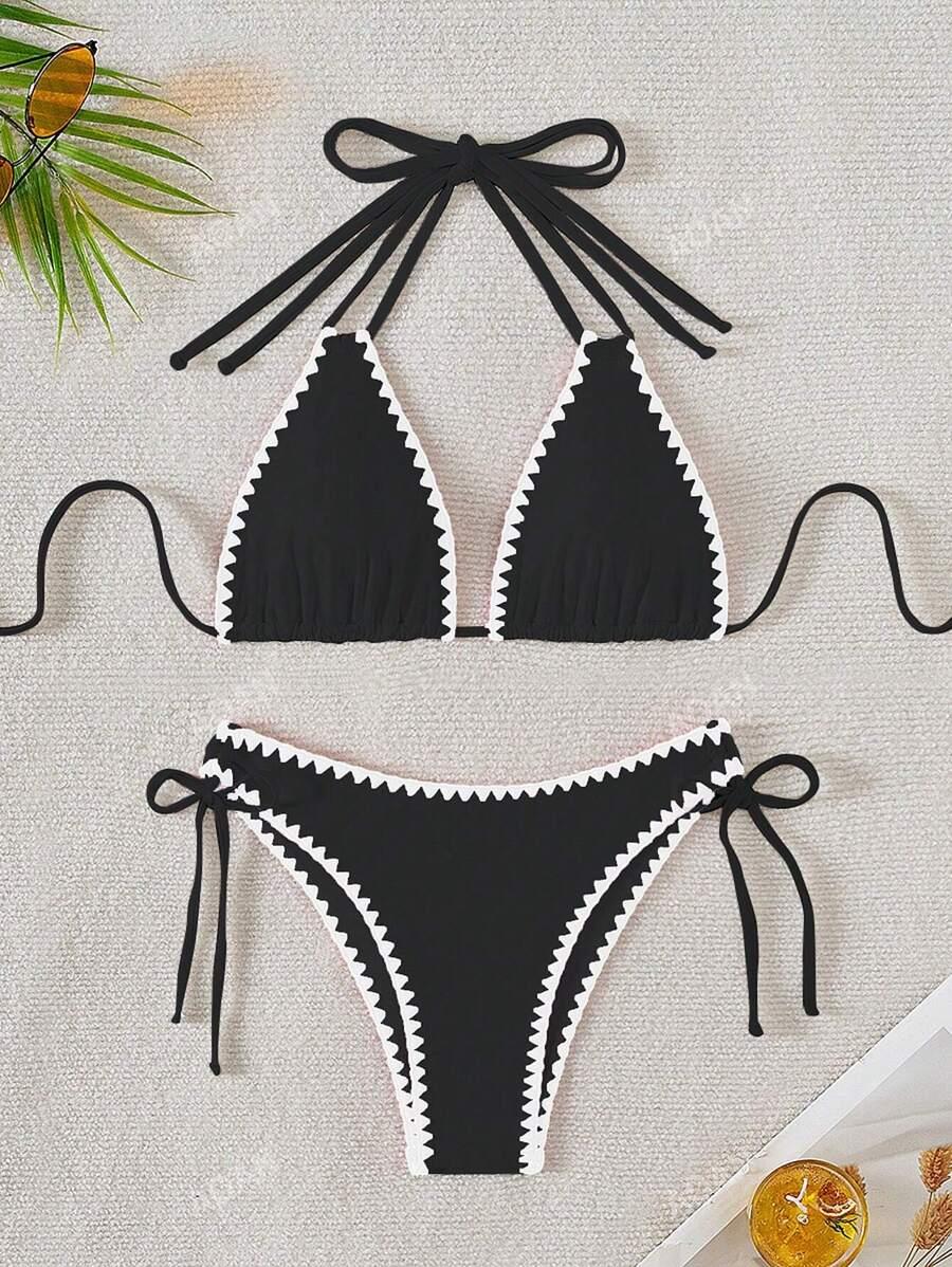 SHEIN DWUCZĘŚCIOWY STRÓJ KĄPIELOWY KONTRAST S09__S