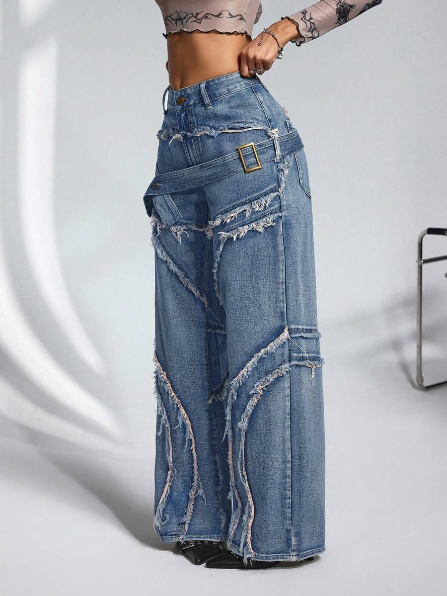 SHEIN JEANSY PROSTA NOGAWKA S06__M