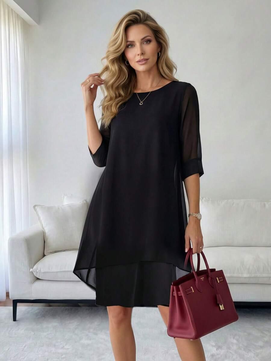 SHEIN CZARNA SUKIENKA PRZED KOLANO S06__M