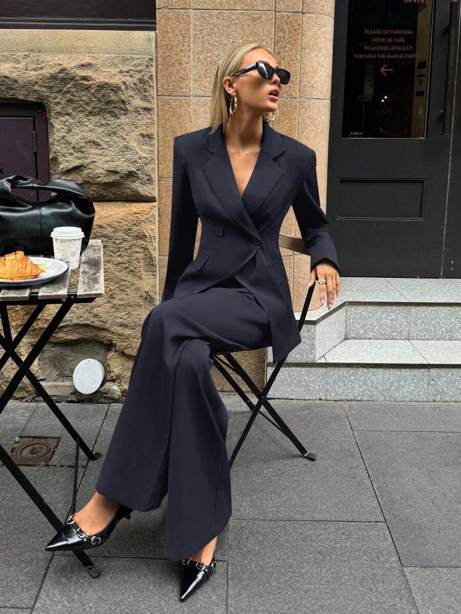 SHEIN MARYNARKA SPODNIE KOMPLET S06__L