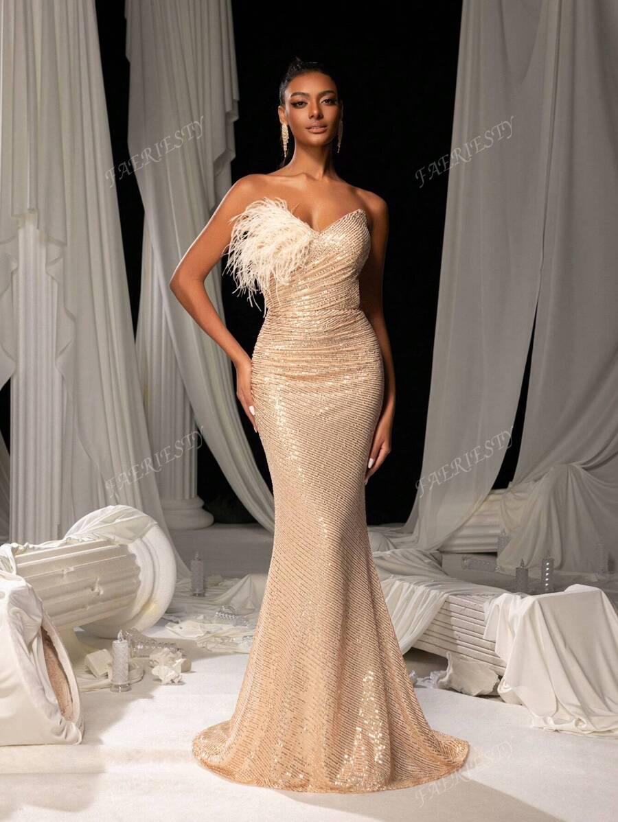 SHEIN MAXI SUKIENKA CEKINY PIÓRA S06__XL