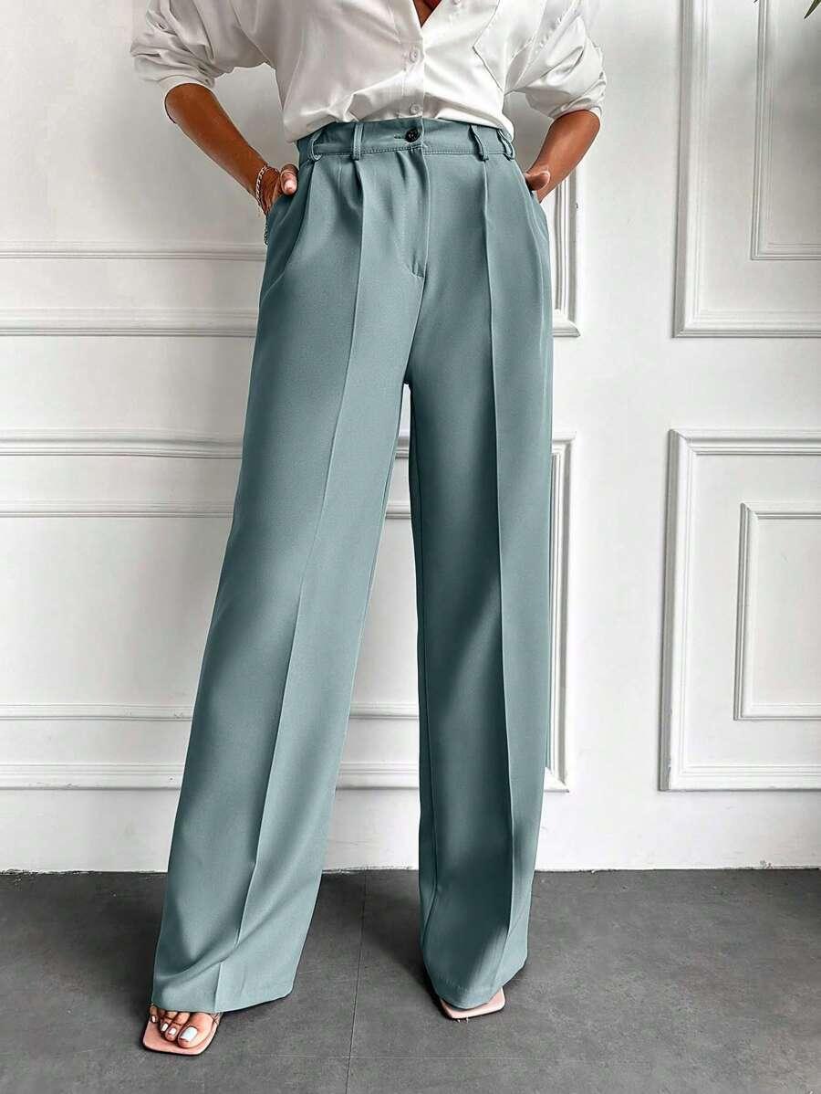 SHEIN ZIELONE ELEGANCKIE SPODNIE S06__S