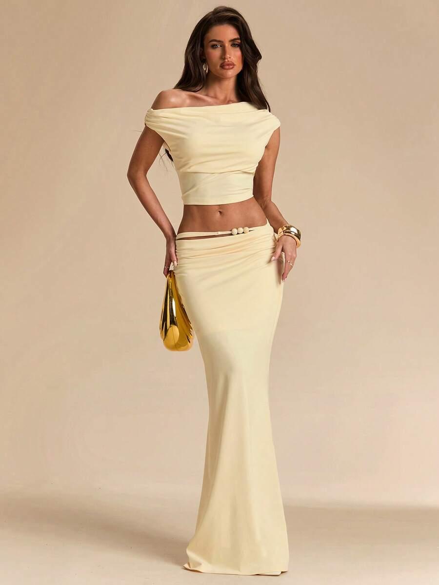 SHEIN ŻÓŁTY ASYMETRYCZNY TOP S09__S