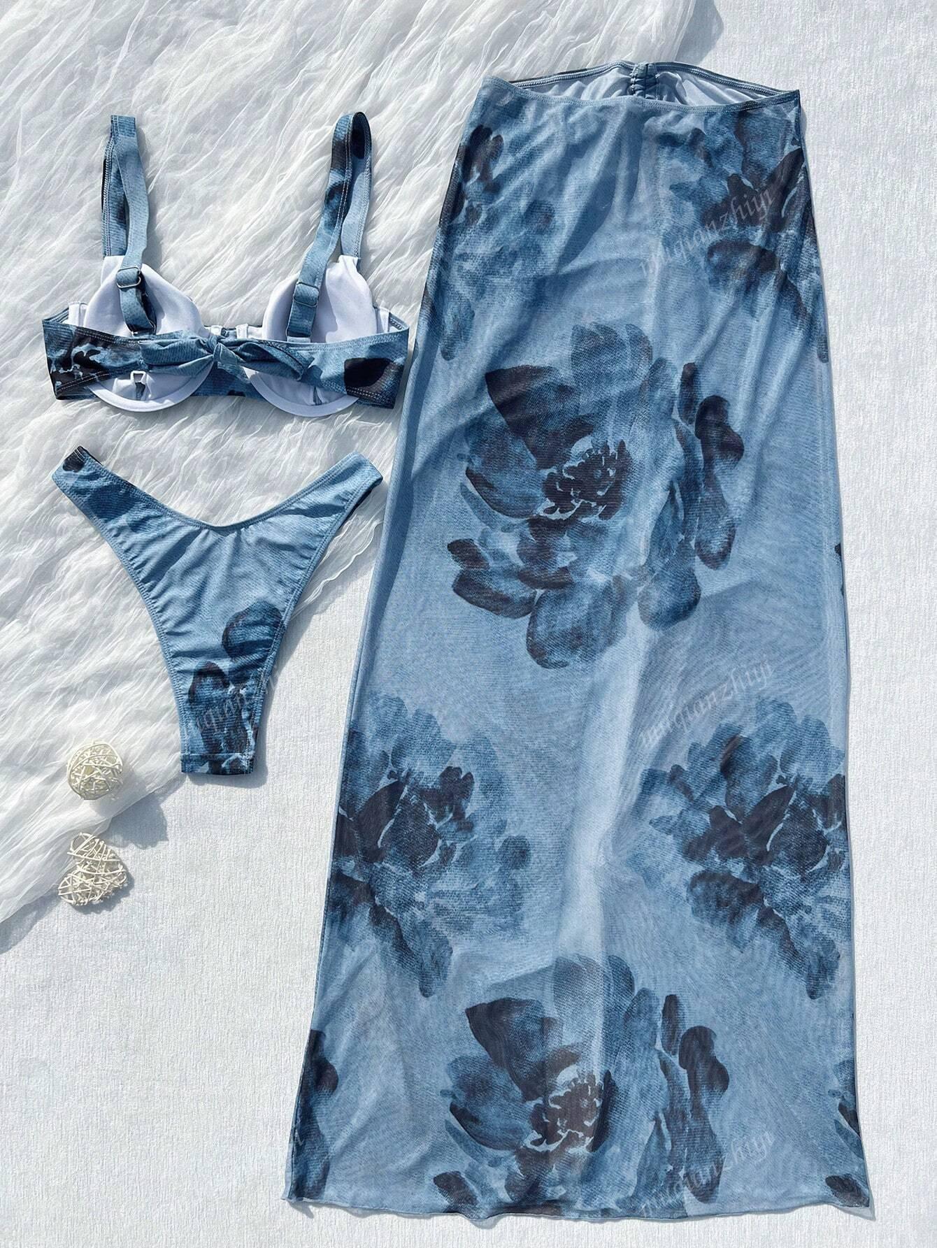 SHEIN DWUCZĘŚCIOWY STRÓJ KĄPIELOWY NARZUTKA KOMPLET S09__M