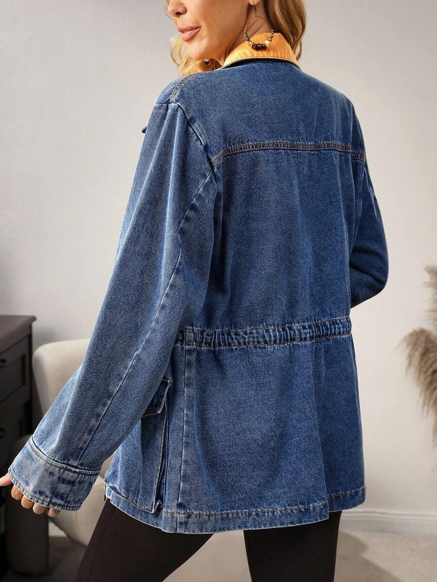 SHEIN KURTKA PARKA JEANS KONTRAST S06__L