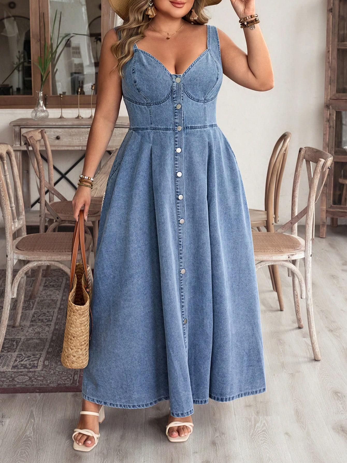 SHEIN NIEBIESKA MAXI SUKIENKA JEANS S06__46