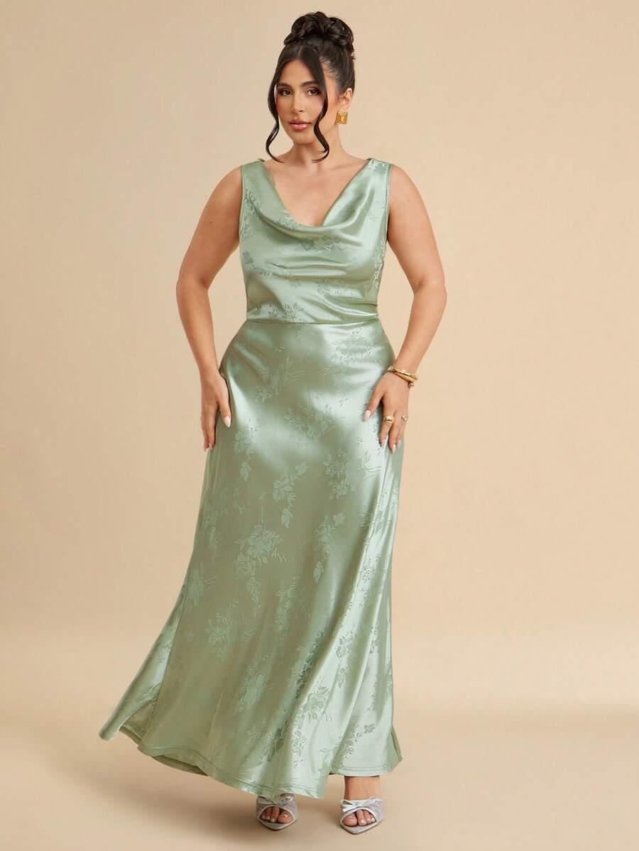 SHEIN ZIELONA MAXI SUKIENKA ODKRYTE RAMIONA S06__46
