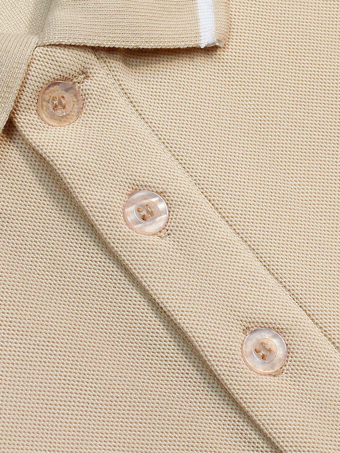 SHEIN BEŻOWA KOSZULKA POLO S06__L