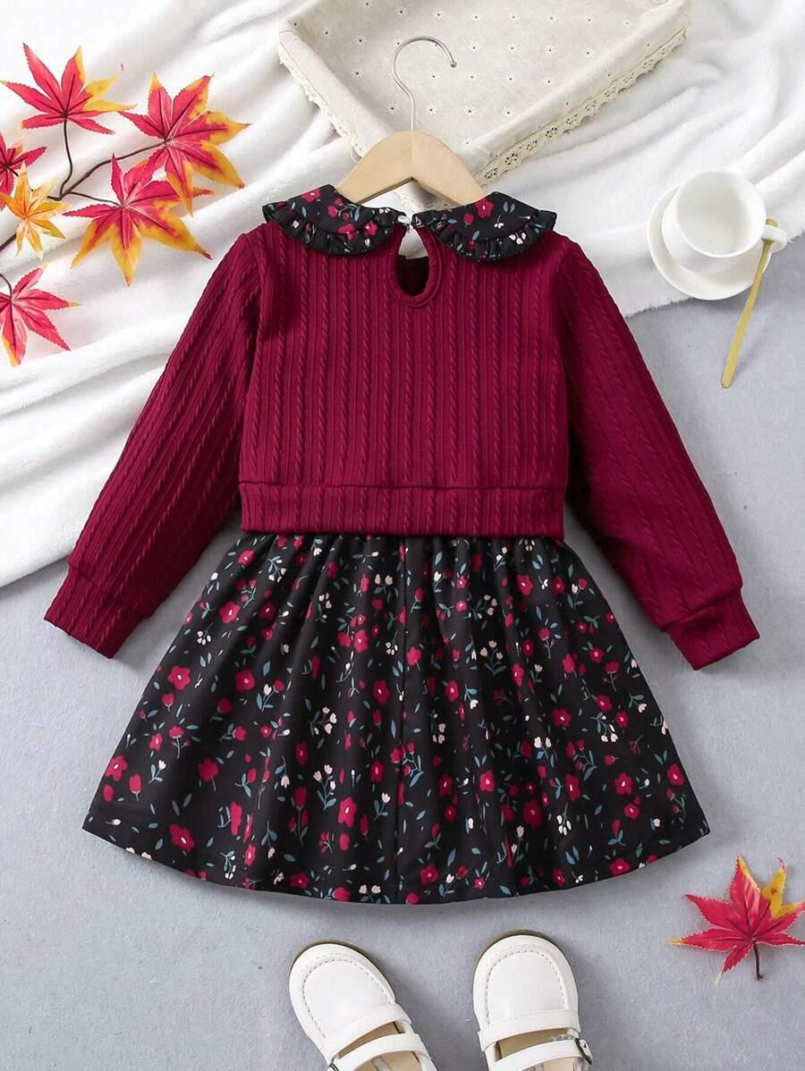 SHEIN SUKIENKA ŁĄCZENIE WZÓR KWIATY S06__110-116