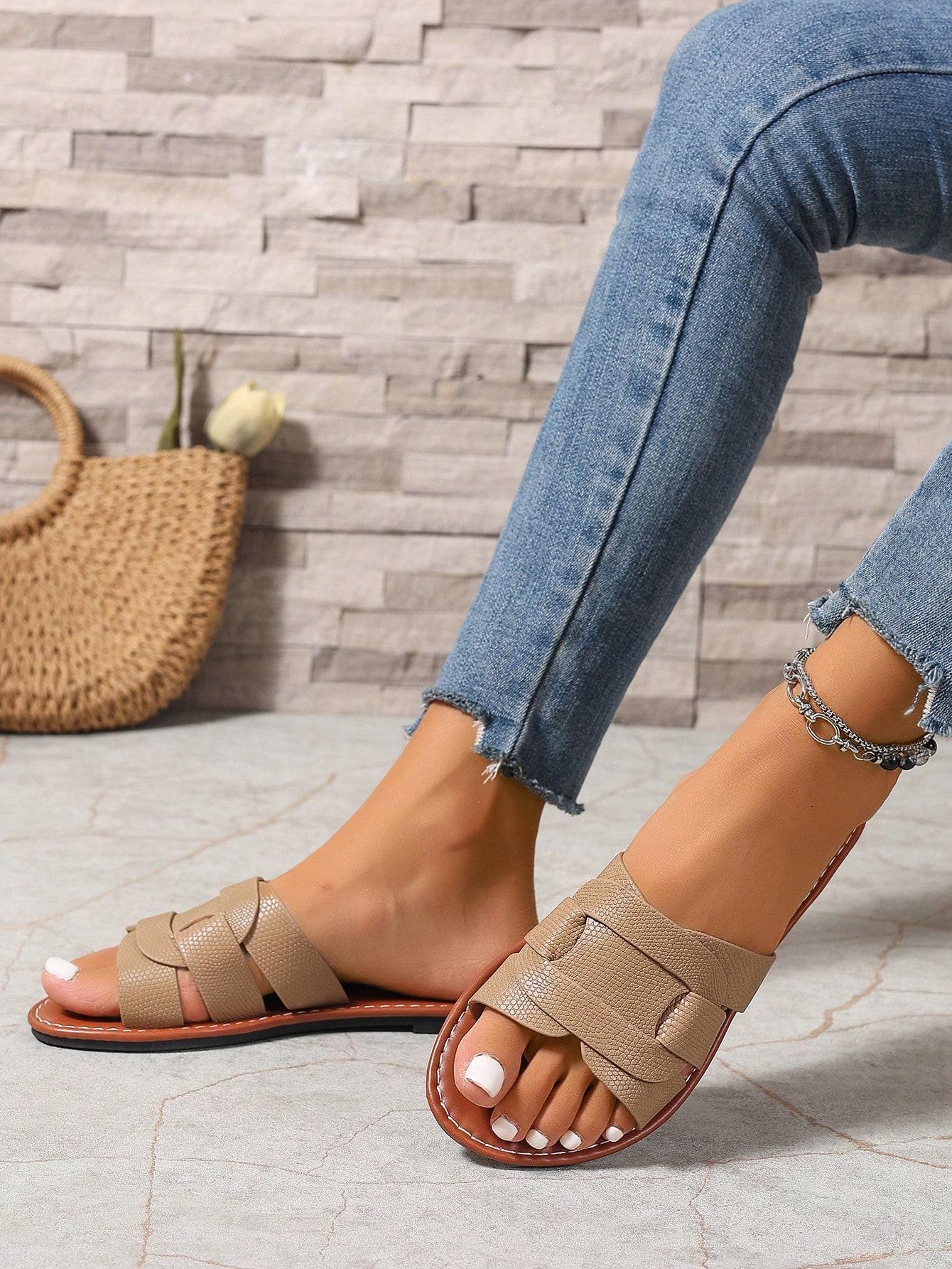SHEIN BRĄZOWE KLAPKI CASUAL S06__39