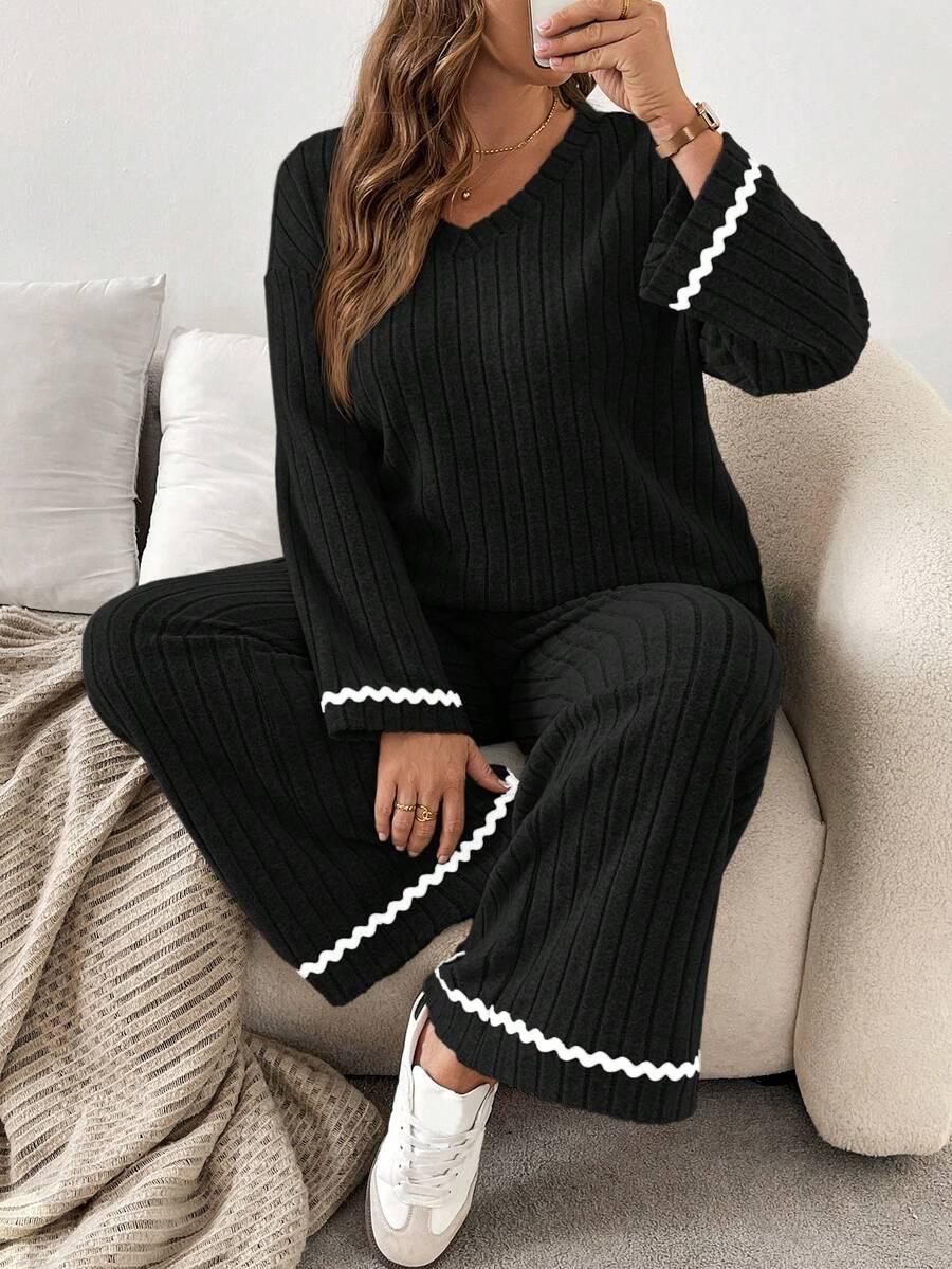 SHEIN CZARNA BLUZKA SPODNIE KOMPLET S06__46
