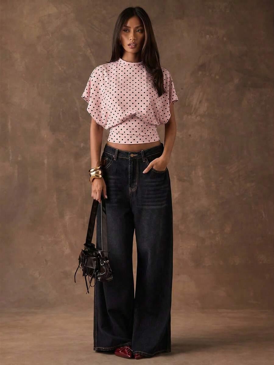 SHEIN RÓŻOWA BLUZKA W GROSZKI S06__S