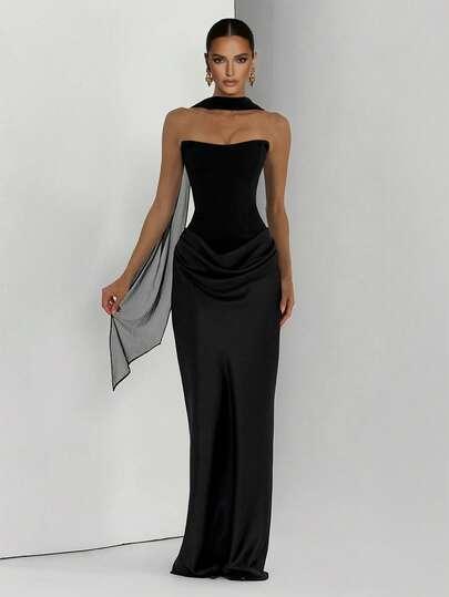 SHEIN CZARNA MAXI SUKIENKA S06__XS