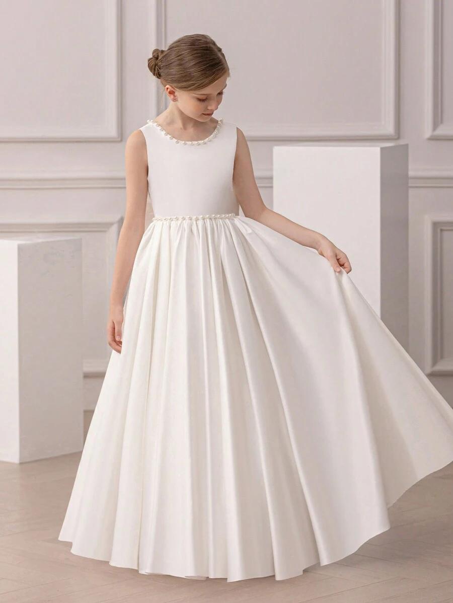 SHEIN BIAŁA MAXI SUKIENKA BEZ RĘKAWÓW S06__128-134