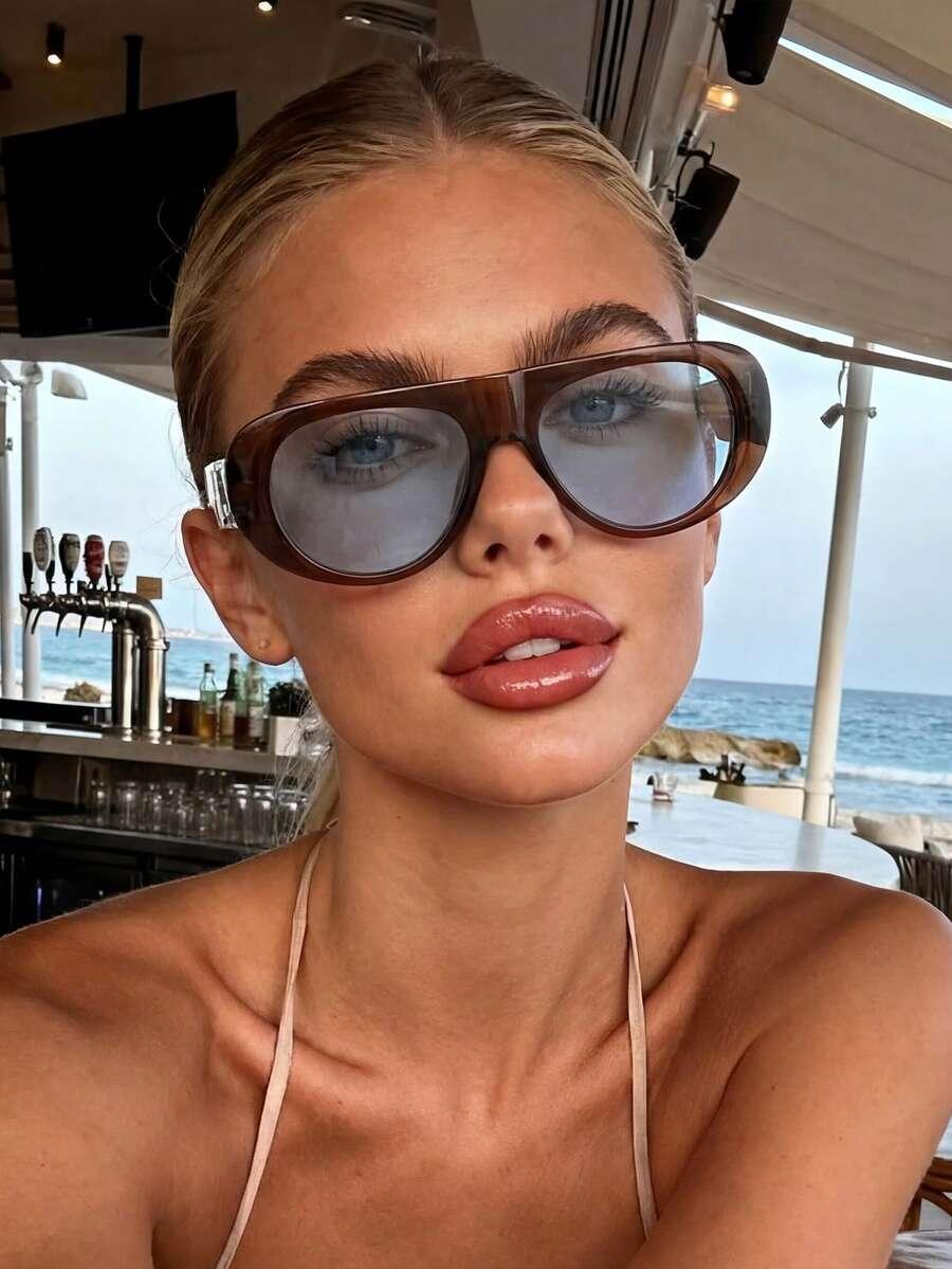 SHEIN BRĄZOWE OKULARY PRZECIWSŁONECZNE S07