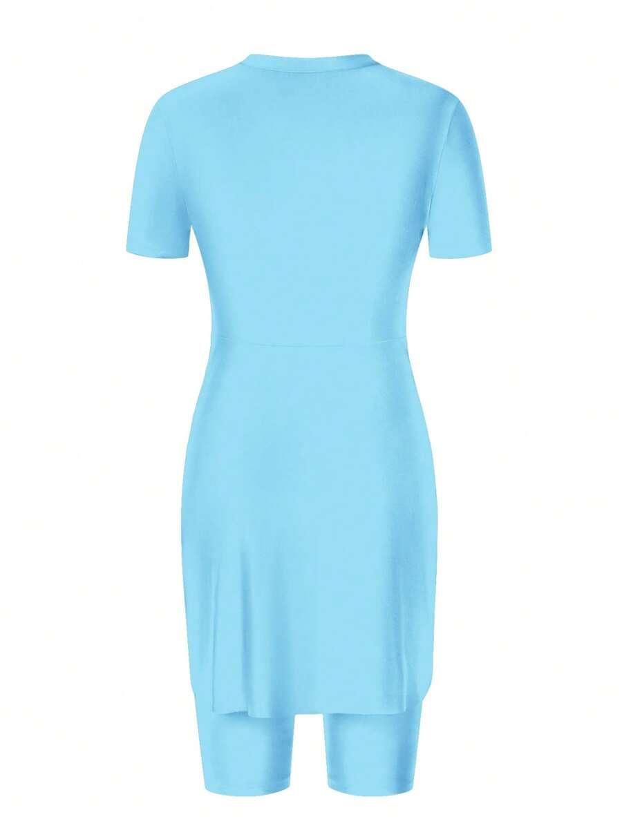 SHEIN NIEBIESKI STRÓJ KĄPIELOWY DWUCZĘŚCIOWY S09__M