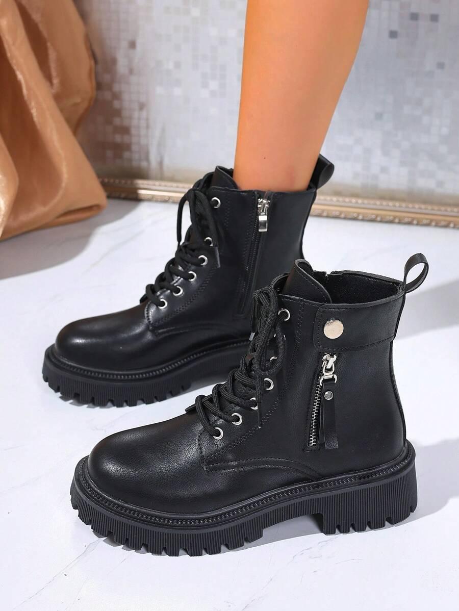 SHEIN CZARNE WIĄZANE BOTKI W01__37,5