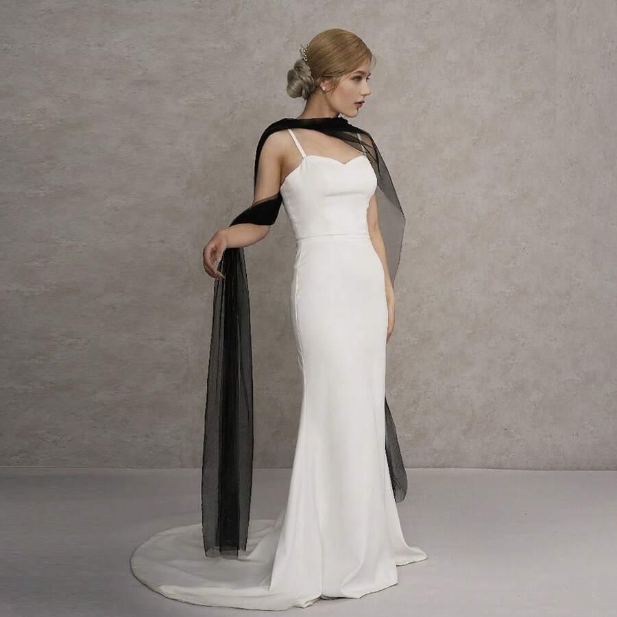 SHEIN CZARNY SZAL TIUL S07__220X70