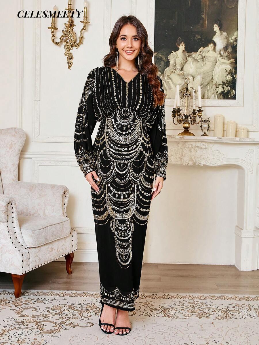 SHEIN CZARNA MAXI SUKIENKA S06__M