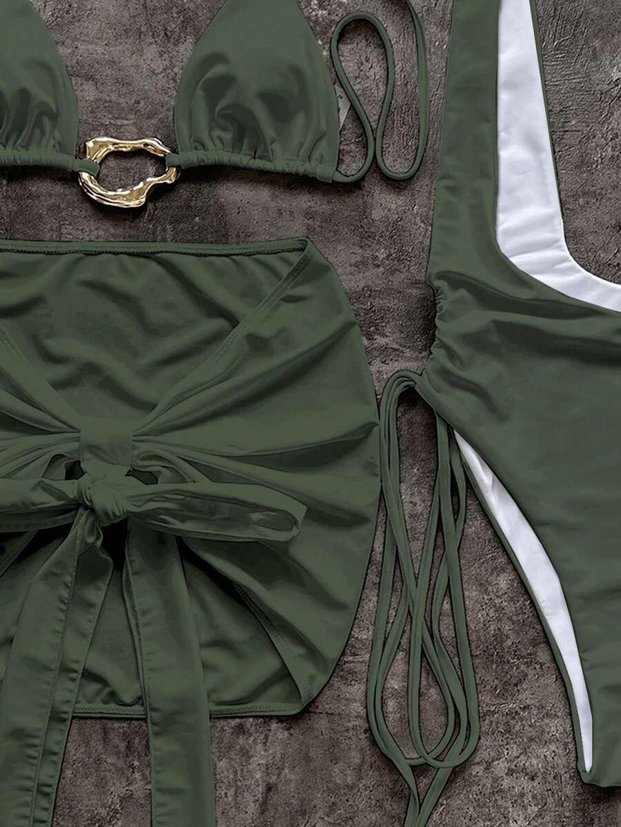 SHEIN DWUCZĘŚCIOWY STRÓJ KĄPIELOWY SPÓDNICA KOMPLET S09__L