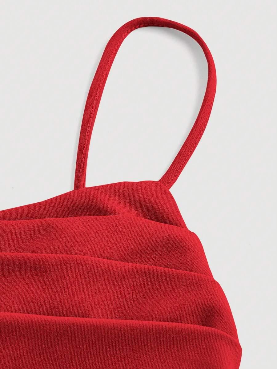 SHEIN CZERWONA MINI SUKIENKA NA RAMIĄCZKACH S06__S