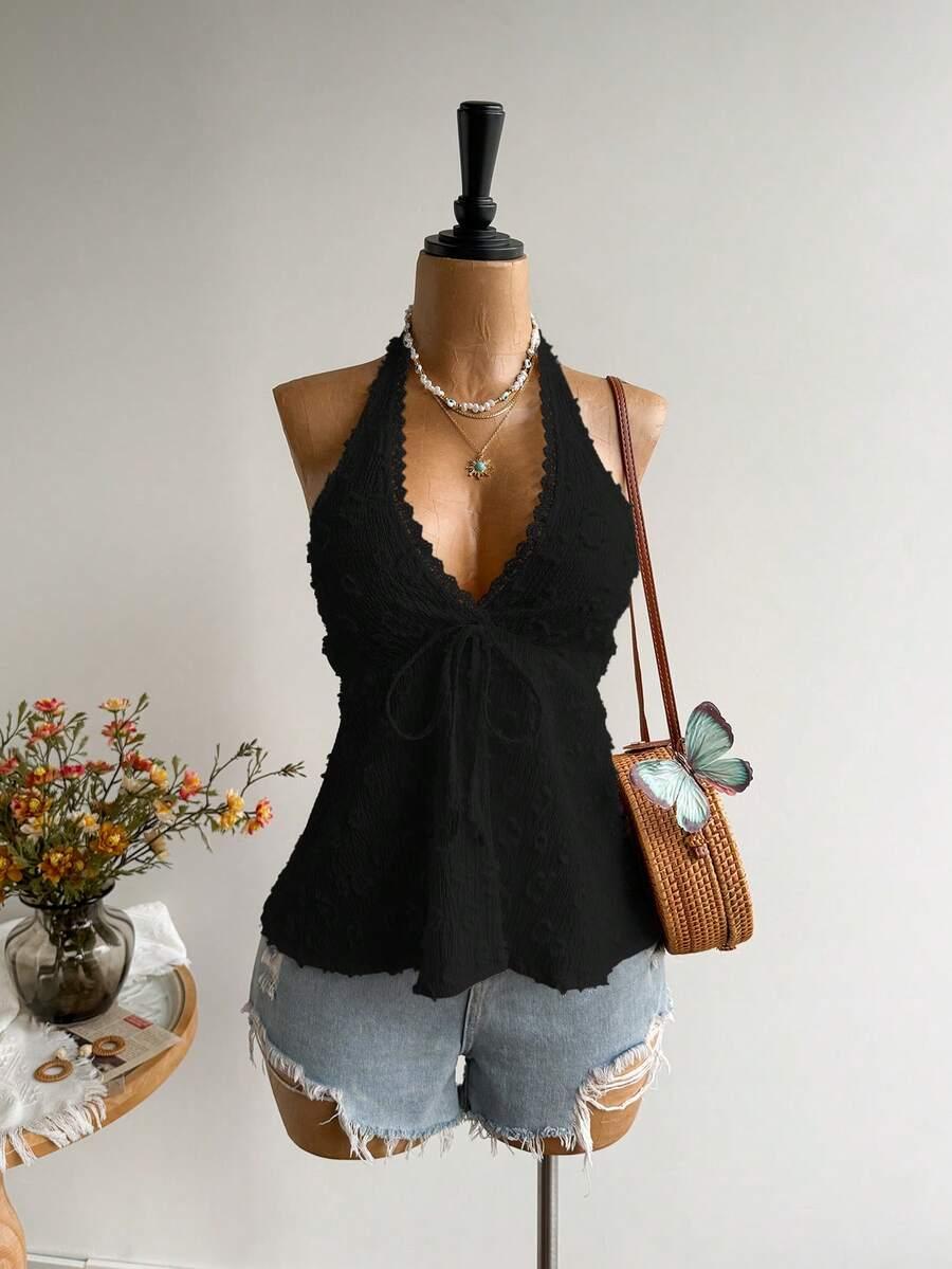 BUZZELLE CZARNY TOP WIĄZANIE PK01__M