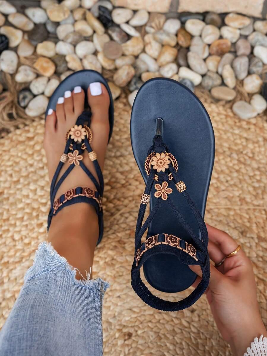 SHEIN GRANATOWE SANDAŁY ZDOBIENIE S06__39