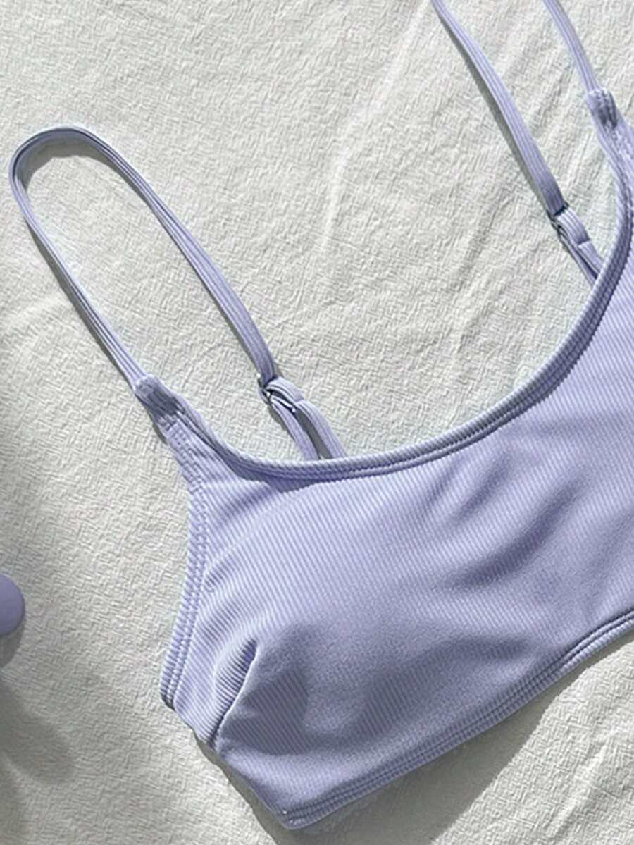 SHEIN FIOLETOWY DWUCZĘŚCIOWY STRÓJ KĄPIELOWY PRĄŻKI S09__XL