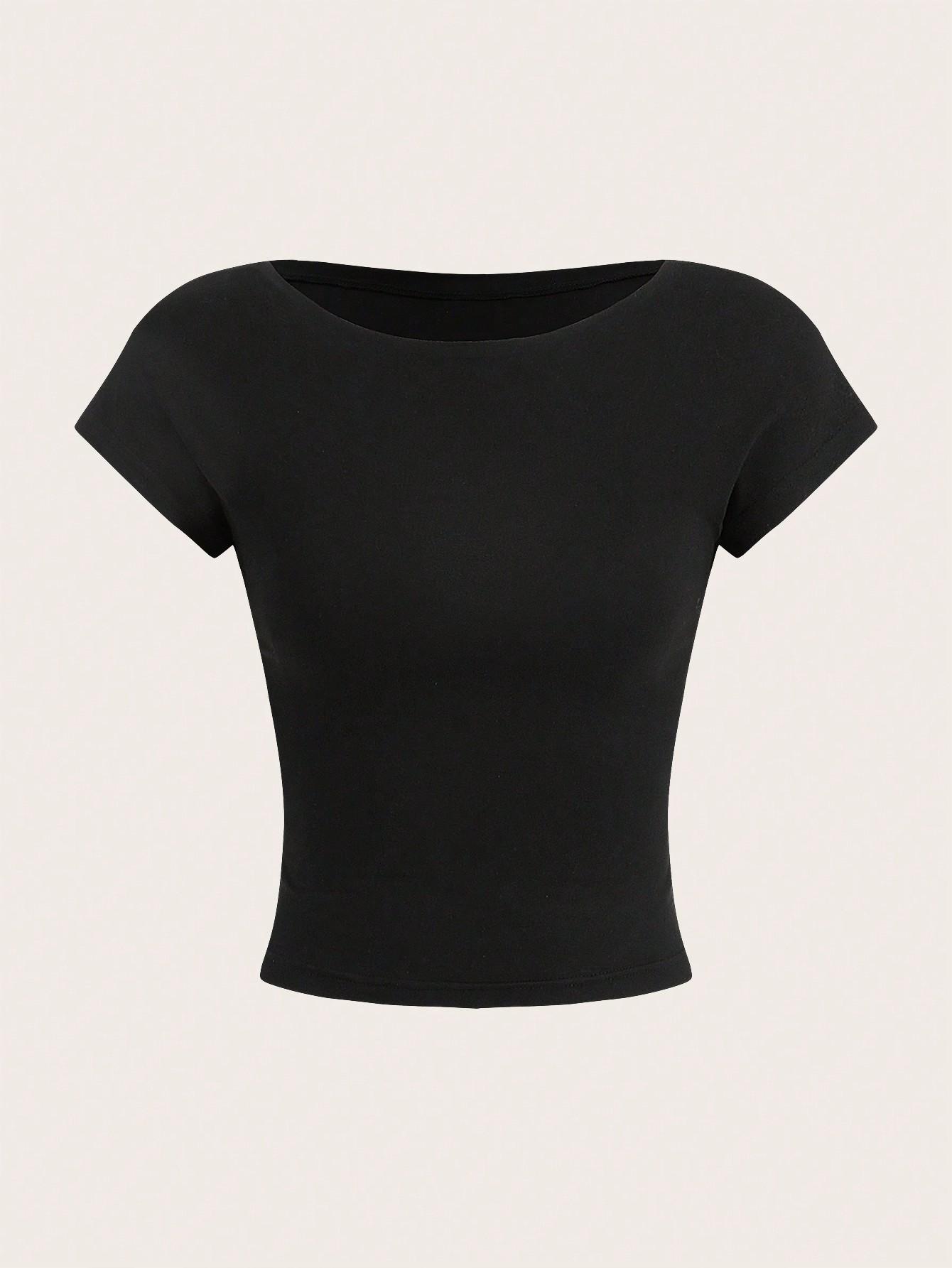 SHEIN CZARNY TOP ODKRYTE PLECY S06__S